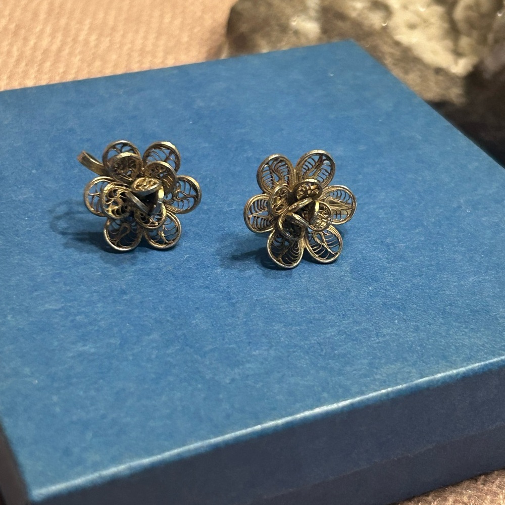 Vintage Earrings Screwbacks Mixed Metal Colour Stamped Coro